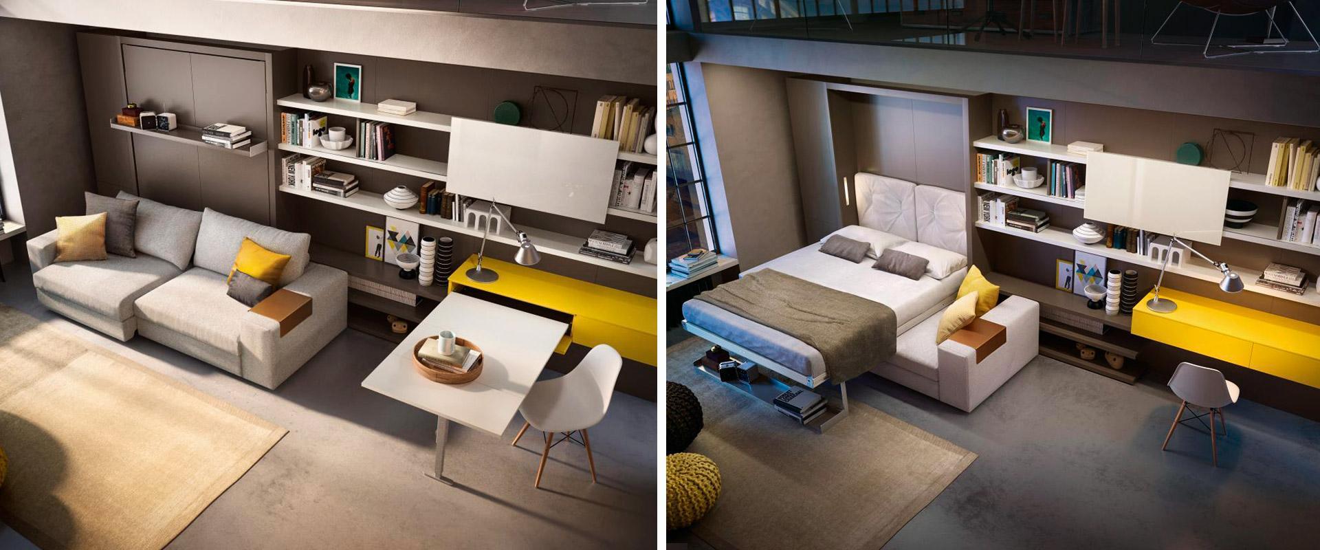 Clei Bedroom and living room together: 3 ideas for a night & day space