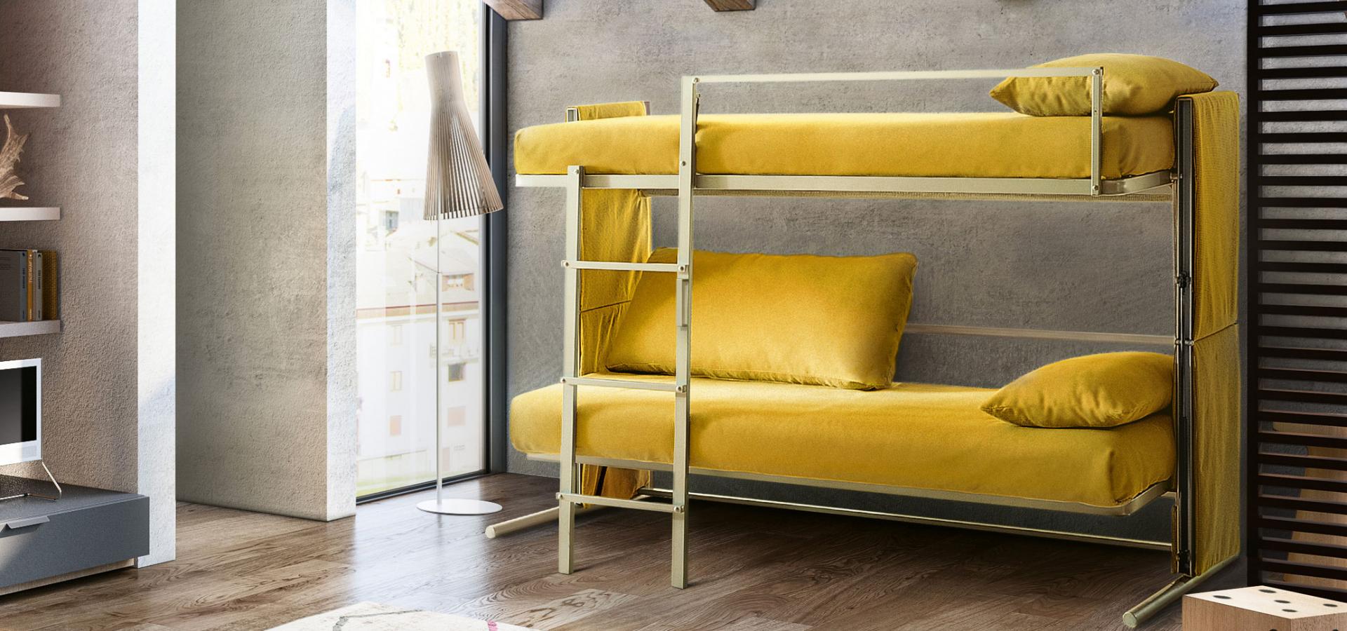 Clei practical bunk bed with slatted bed base in one simple movement