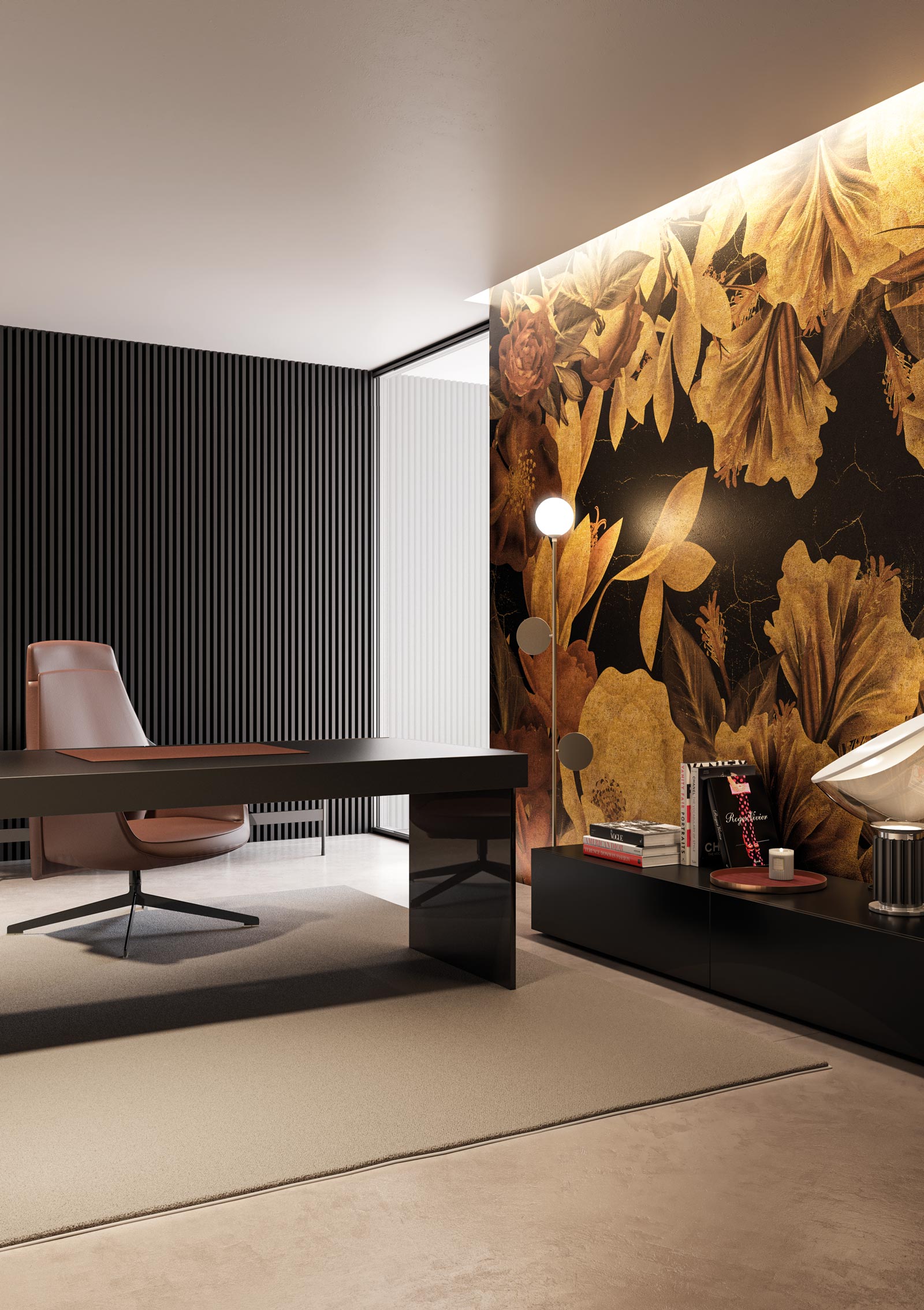 Instabilelab Blumentapete mit Riesenblumen, 24K Gold Kollektion