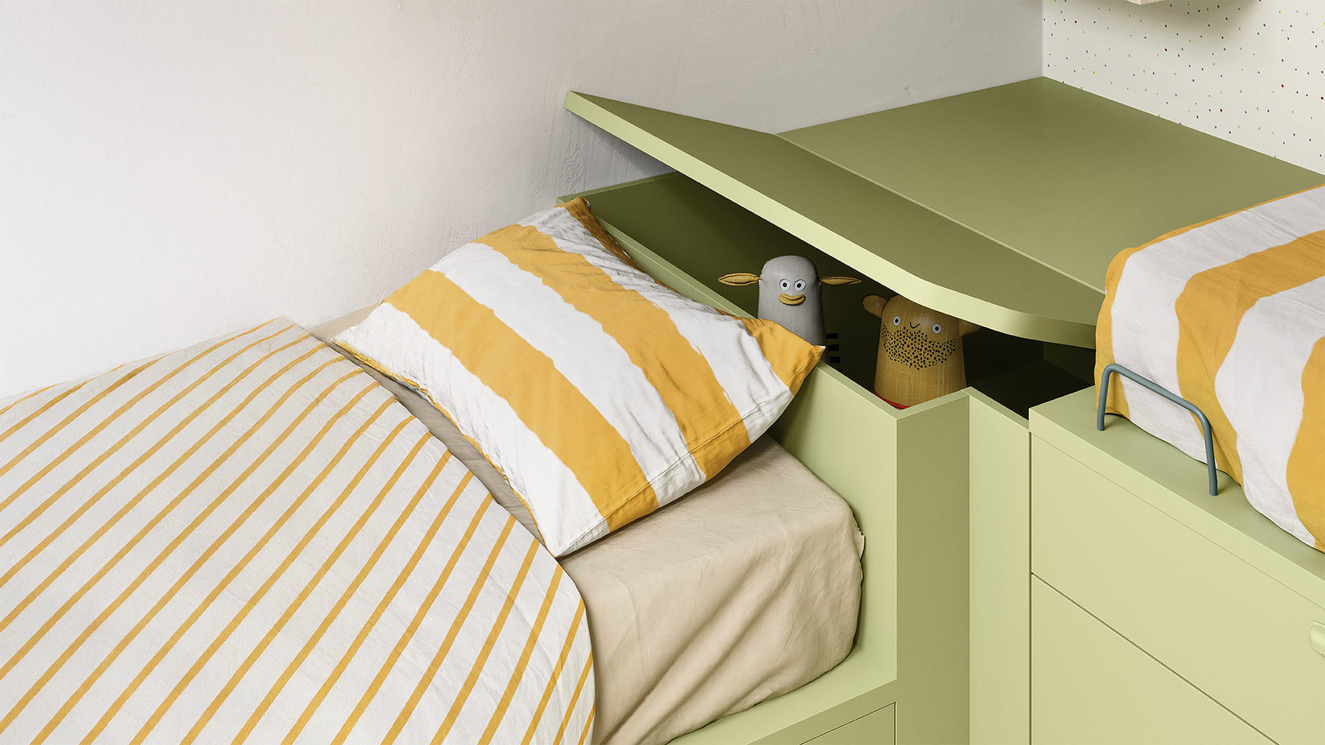 Nidi Stauraum hinter dem Bett