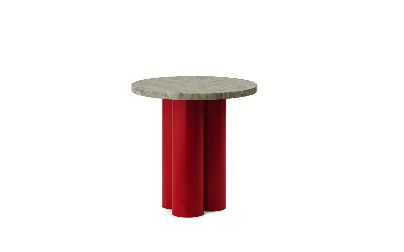 Normann Copenhagen Dit Tisch leuchtendes Rot Travertine Silver