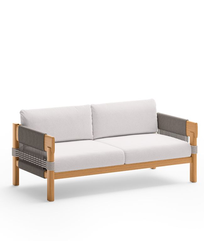 Unopiù Cora sofa in teak and rope with cushions