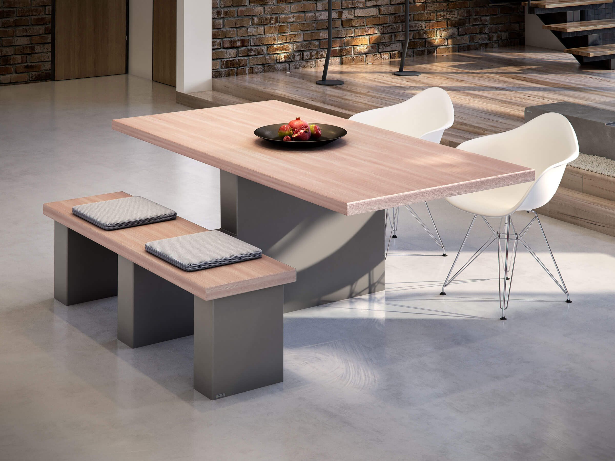 wissmann raumobjekte Table de salle à manger avec banc Dop art615